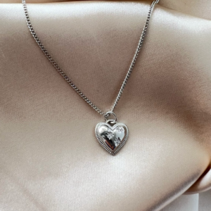 Cadena Corazón con Estrellas - Plateada